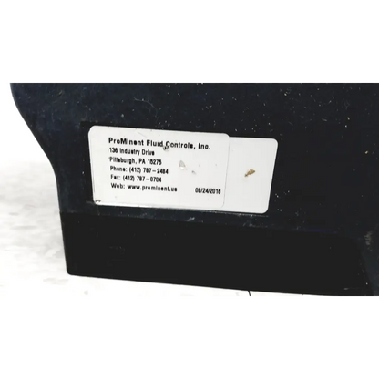 Black prominent gamma x gmxa 1602 solenoid diaphragm metering pump with white label from prominent fluid controls inc