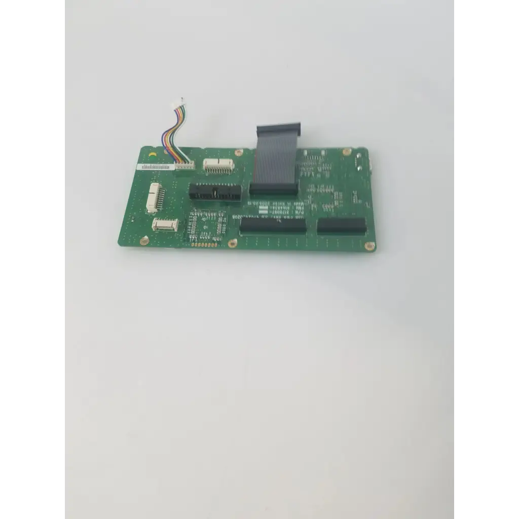 Green rectangular pwa rev 3.0 usb control board with black components and multi-colored ribbon cable for usb control