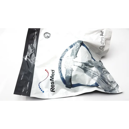 Resmed quattro air full face mask small with clear nasal mask and blue headgear straps for comfortable therapy