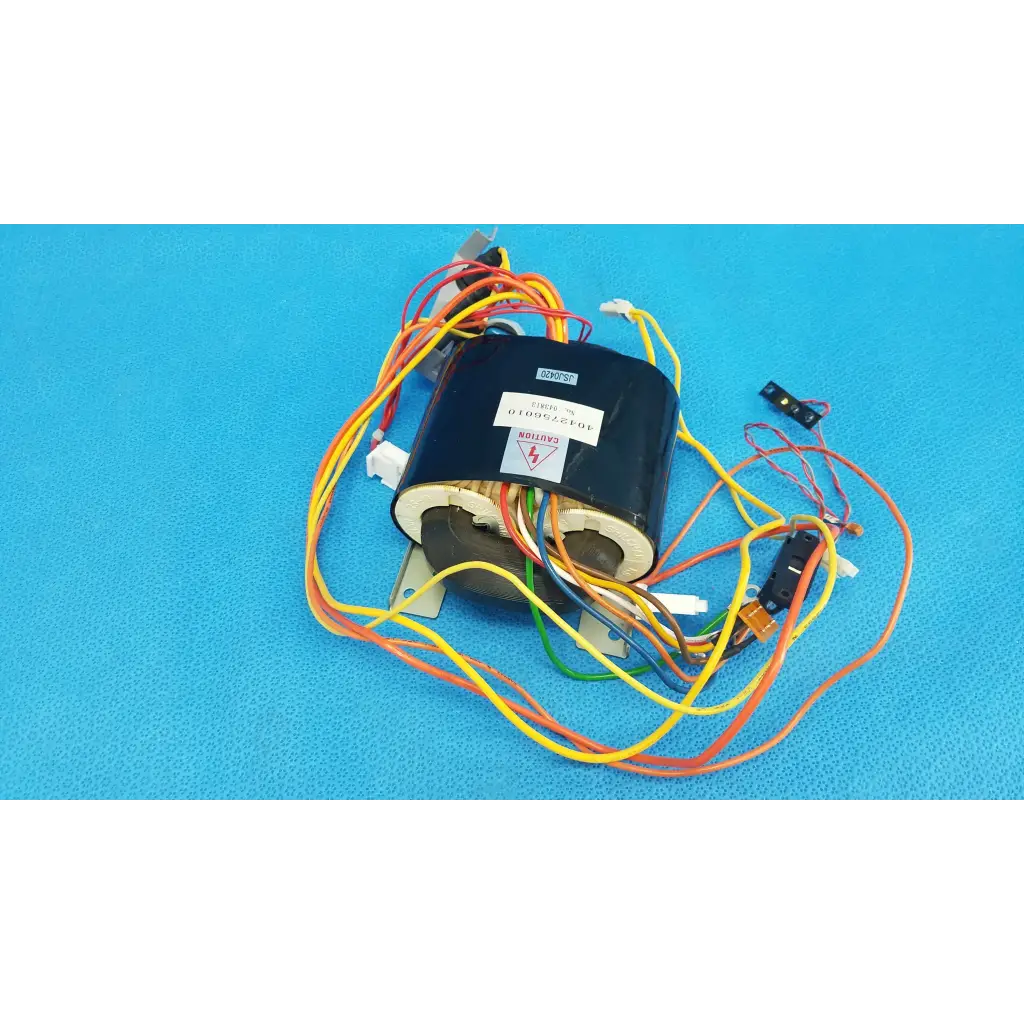 Black cylindrical core power transformer with colored wires for retinal camera model trc-nw6s by topcon
