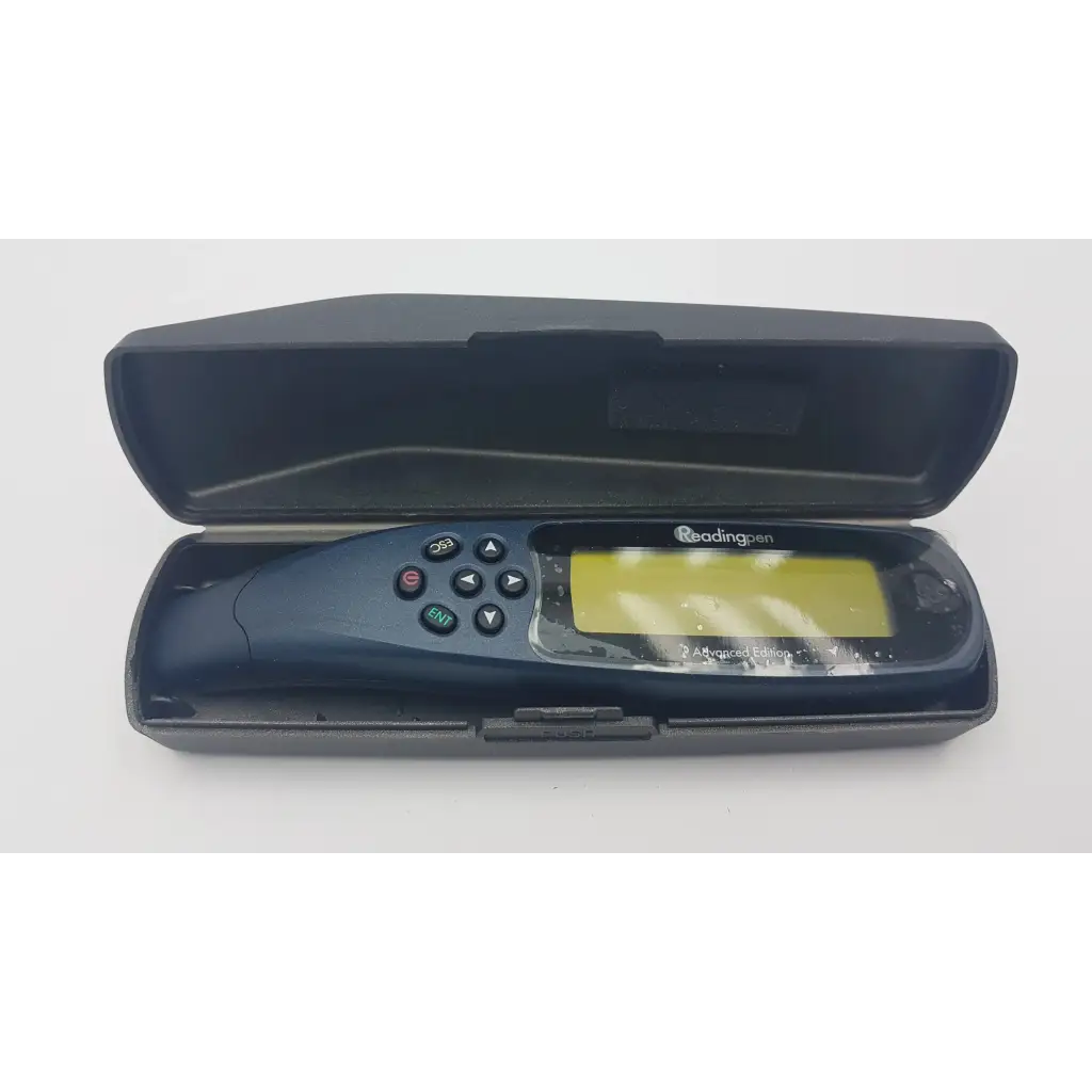 Black readingpen advanced edition with yellow screen and circular navigation buttons for easy reading assistance