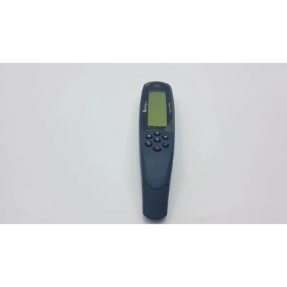 Black plastic remote control with small green screen and multiple buttons for readingpen advanced edition use