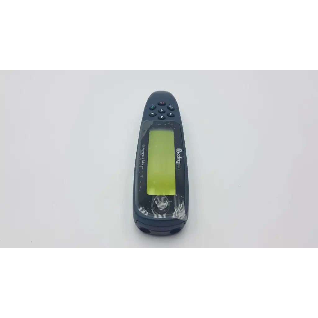 Black handheld readingpen advanced edition device with rectangular screen button controls and raspberry pi logo on side