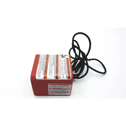 Red rectangular power adapter with coiled black cable for readlite ii t-91-swan038s foot switch device