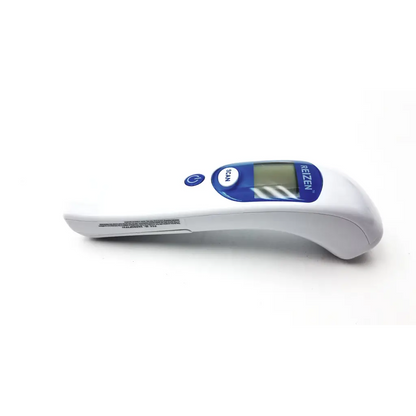 Reizen talking non-contact thermometer white and blue with digital display and scan button for easy use