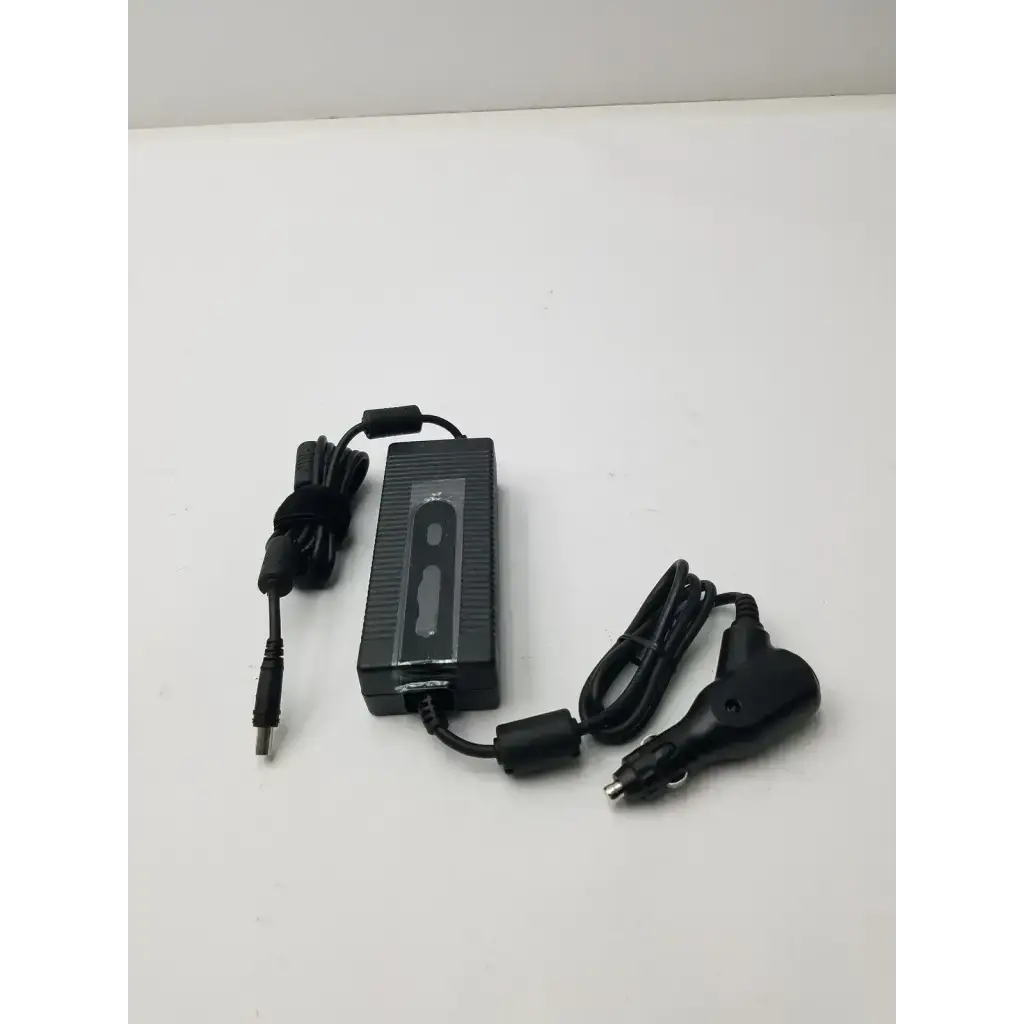 Black rectangular resmed 90w dc adapter r370-7231 with ribbed texture car adapter and power cable