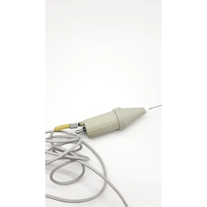 Gray plastic richard wolf 2167.30 lithotripter probe with thin metal tip and coiled gray cable for medical use