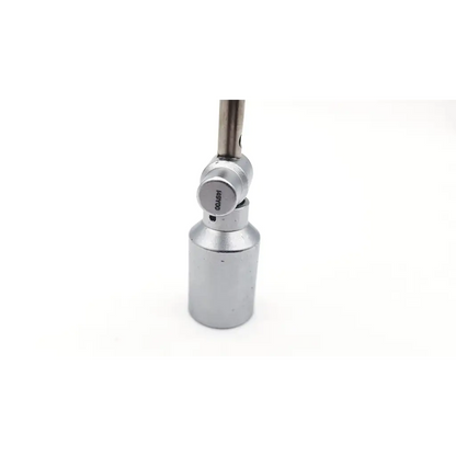 Silver metallic universal joint with cylindrical base and threaded rod for richard wolf surgical nasal instrument