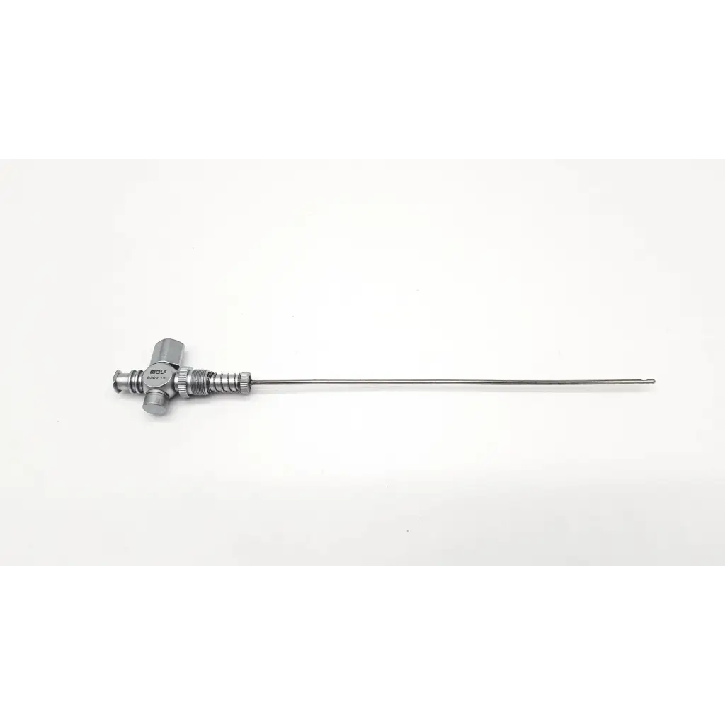 Silver richard wolf trocar needle with slender metallic shaft and cross-shaped handle featuring threaded connections