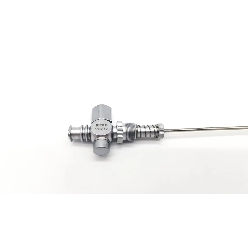 Silver metallic richard wolf 8302.12 trocar needle with hexagonal head and threaded shaft 2.1mm trocar needle
