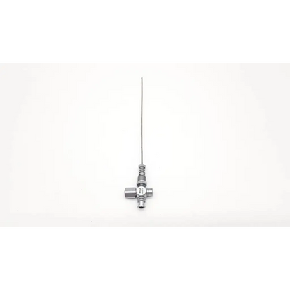 Silver richard wolf trocar needle 8302.12 with threaded cylindrical handle and fine straight shaft 2.1mm