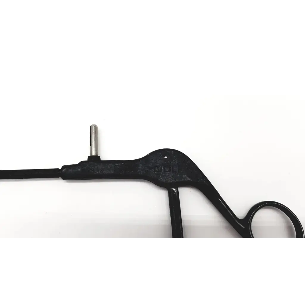 Black-handled richard wolf 8383.12 laparoscopic insulated punch with metallic tip and ergonomic grip