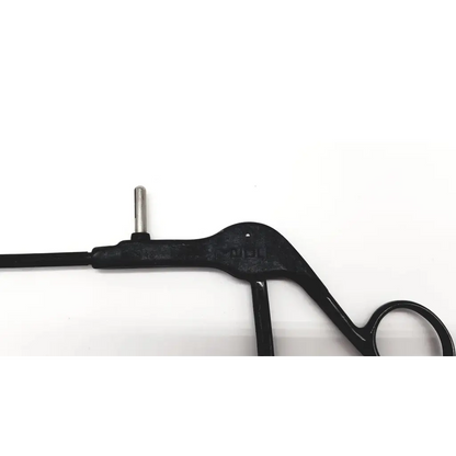 Black-handled richard wolf 8383.12 laparoscopic insulated punch with metallic tip and ergonomic grip