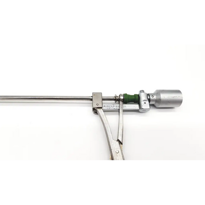 Richard Wolf 8383.21 kleppinger bipolar forceps insert with silver metal and green rubber grip for precise surgical use