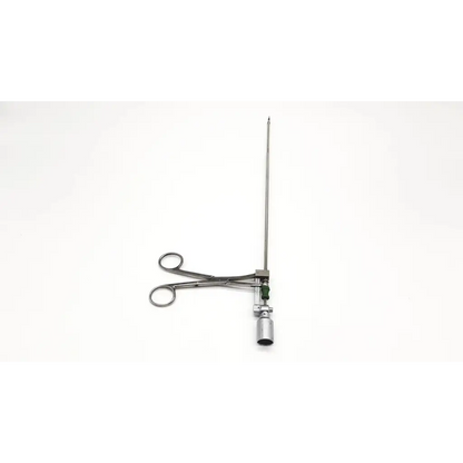 Silver kleppinger bipolar forceps insert with long slender shaft and curved handles for precise surgical use