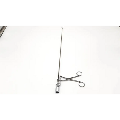 Silver surgical kleppinger bipolar forceps insert with long slender handle and curved clamping jaws by richard wolf