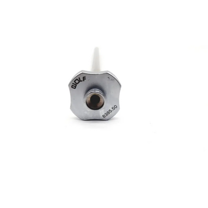 Silver metallic hexagonal valve handle engraved with richard wolf 8385.50 for cystoscopy da24-59 use