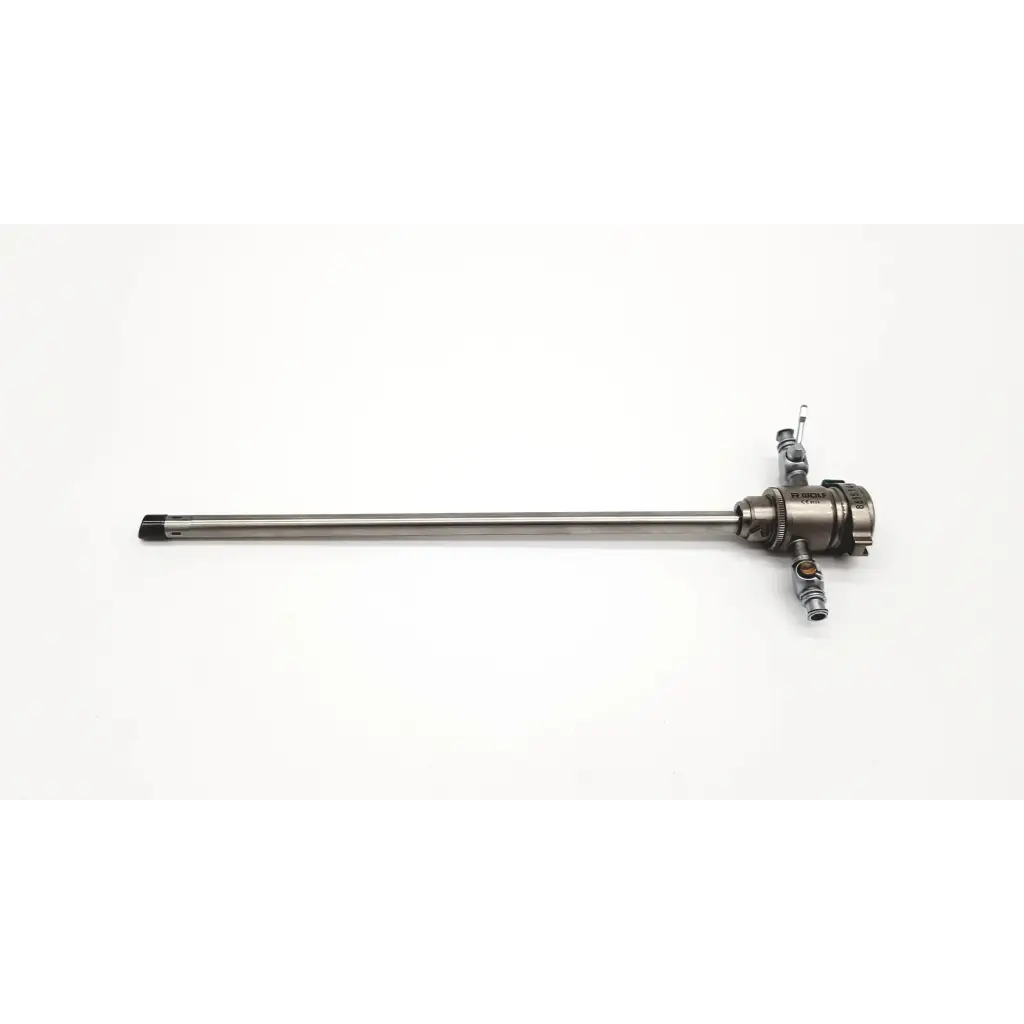 Richard Wolf 8655.144 internal sheath resectoscope with long metallic shaft and control head featuring multiple ports and knobs