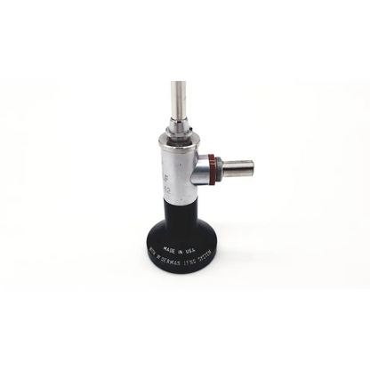 Black and silver richard wolf 25° cystoscope da24-16 with cylindrical body and werman lens system made in usa