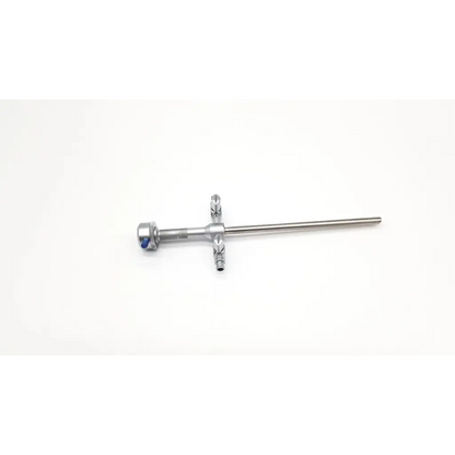 Silver richard wolf 8885.04 dual valve sheath with long slender shaft and cross-shaped handle with textured grips