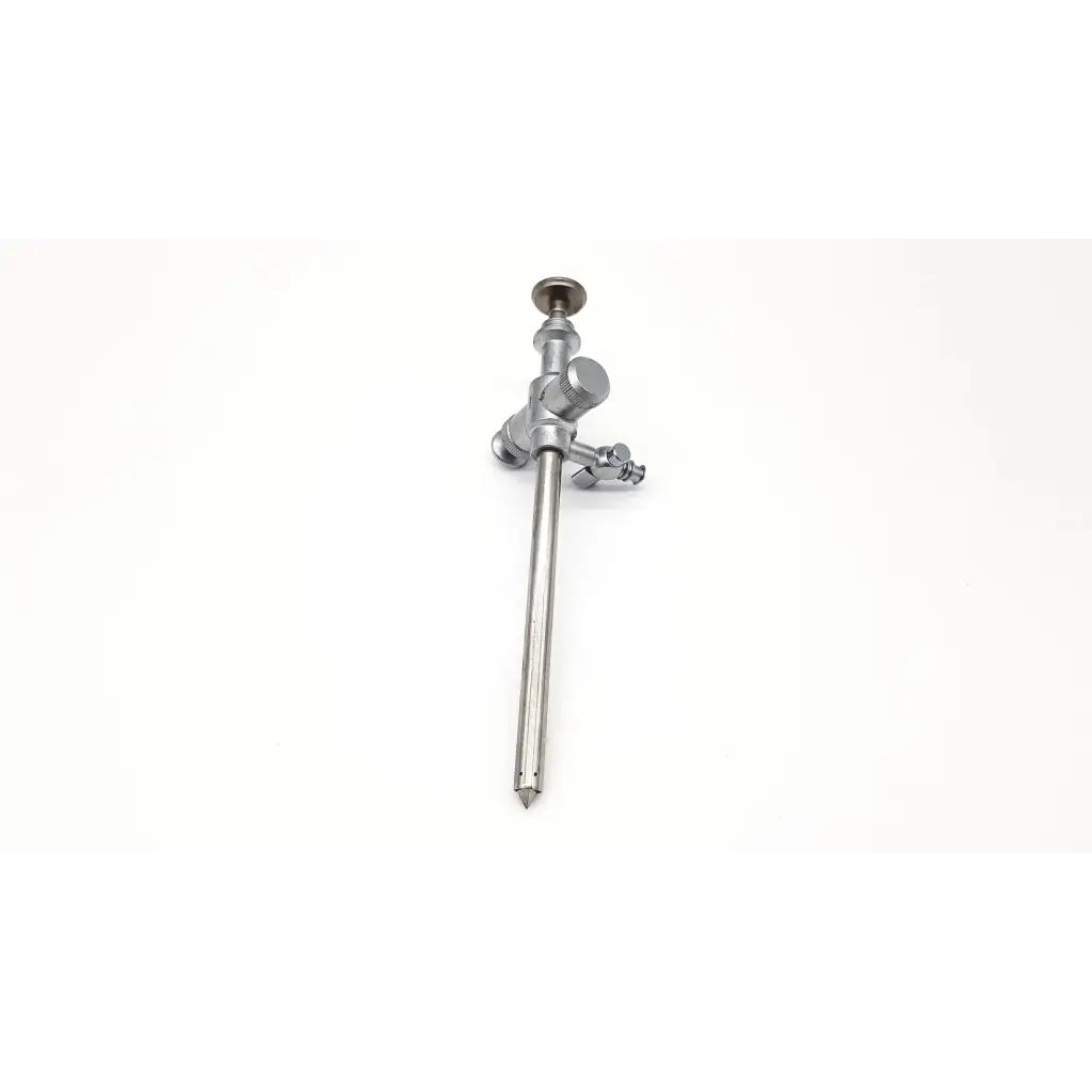 Silver richard wolf 8933.01 scope sheath with trocar endoscope featuring slender shaft and adjustable knobs for control