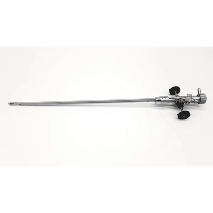 Silver surgical deflecting bridge orthopedic retractor with black rubberized handles and metallic shaft by Richard Wolf