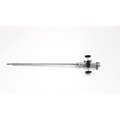 Silver surgical endoscope with black adjustment knobs and metallic handle for richard wolf deflecting bridge orthopedic use