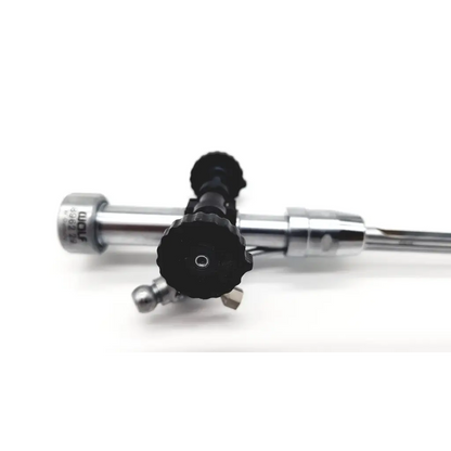 Silver metallic richard wolf 8962.29 deflecting bridge orthopedic instrument with black textured knobs and cylindrical shaft