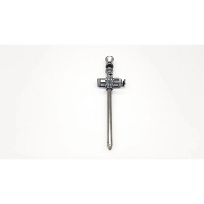 Silver Richard Wolf 8989.151 operating hysteroscope sheath with cross-shaped handle and adjustable knobs for surgery