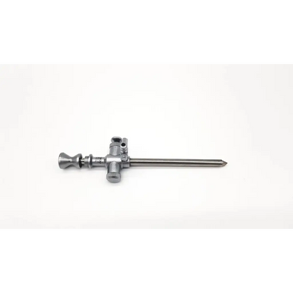 Silver metallic richard wolf 8989.151 operating hysteroscope sheath with slender shaft and adjustable knobs