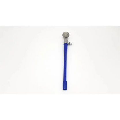 Blue plastic-handled Richards 23-0851 sinuscope da46-93 with metallic spherical tip and side port for medical use