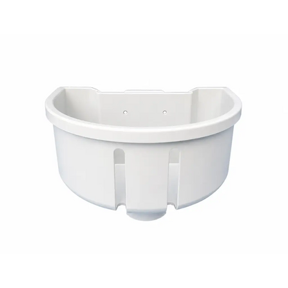 White plastic pet bowl with curved design and two small inner rim holes for riester ri-spec biomed certified diagnostic station