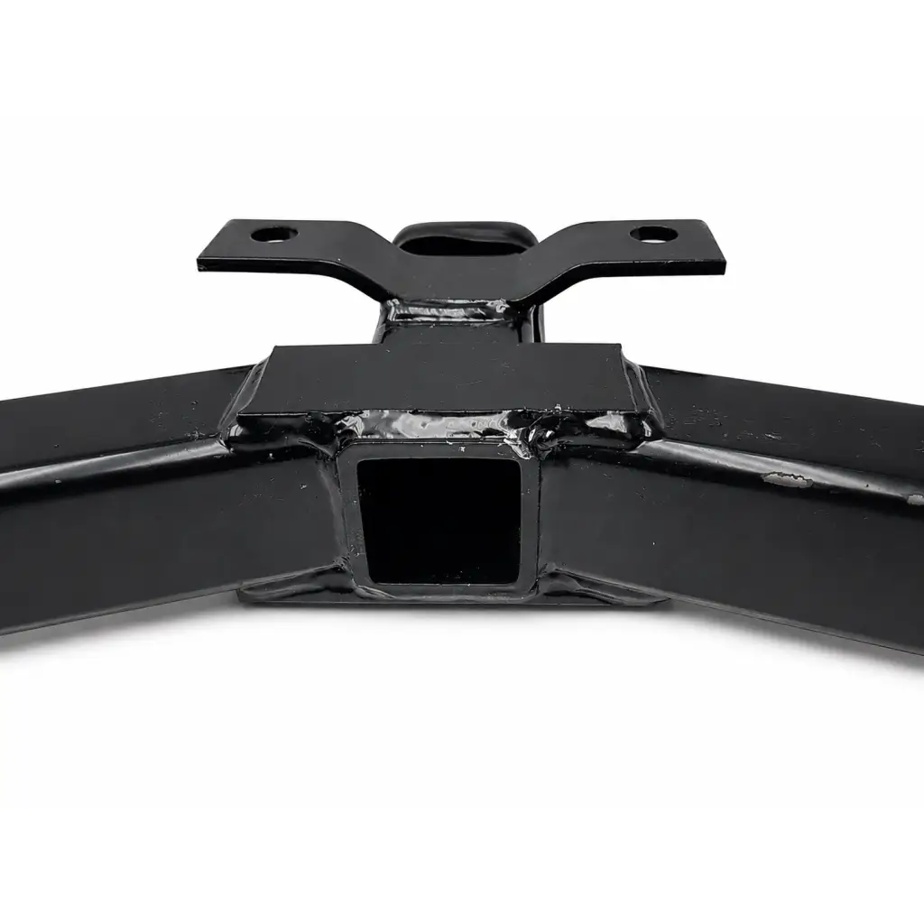 Black painted rigid hitch trailer hitch receiver with square opening and mounting brackets 5000 lb capacity