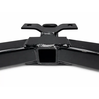 Black painted rigid hitch trailer hitch receiver with square opening and mounting brackets 5000 lb capacity