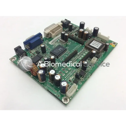 Green circuit board rtd2523 kh10640d0g rev with black and brown capacitors and blue vga port electronic components