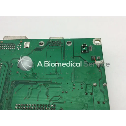 Green printed circuit board rtd2523 kh10640d0g rev with silver soldered components and metallic connectors