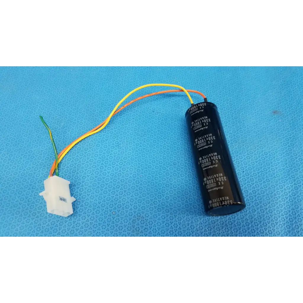Black cylindrical rubycon photo capacitor 330v 1800uf with three colored wires for trc-nw6s retinal camera