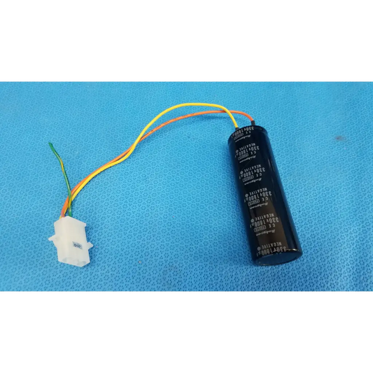 Black cylindrical rubycon photo capacitor 330v 1800uf with three colored wires for trc-nw6s retinal camera