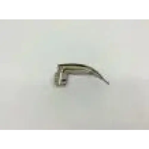 Silver stainless steel laryngoscope blade with curved tip and articulated handle for laryngoscope fiber optic use
