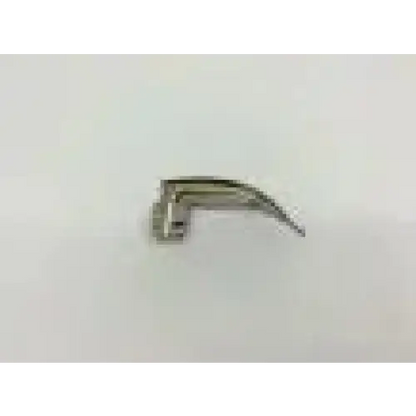Silver stainless steel laryngoscope blade with curved tip and articulated handle for laryngoscope fiber optic use