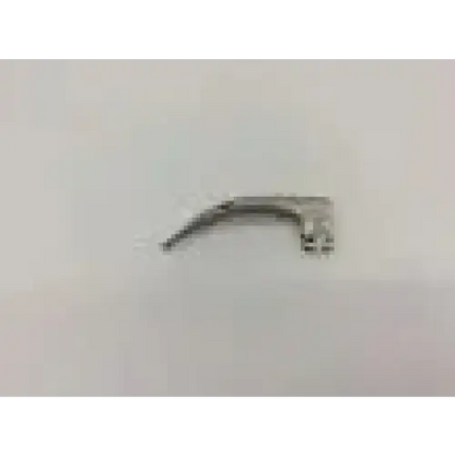 Silver stainless steel laryngoscope blade with curved handle and serrated edges rusch mac-3 steel laryngoscope fiber optic