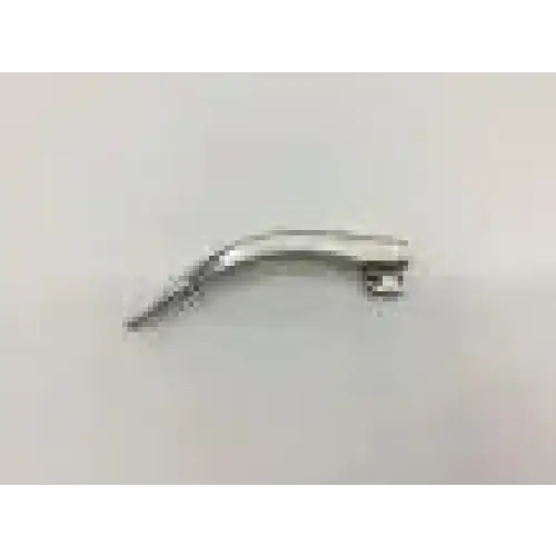 Silver metallic rusch macintosh mac fiber optic laryngoscope handle with curved design and optic laryngoscope blade attachment