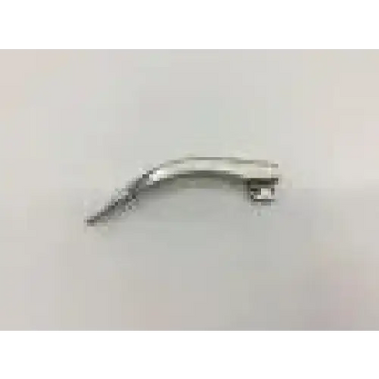 Silver metallic surgical handle with curved design and attachment for rusch macintosh mac fiber optic laryngoscope blade