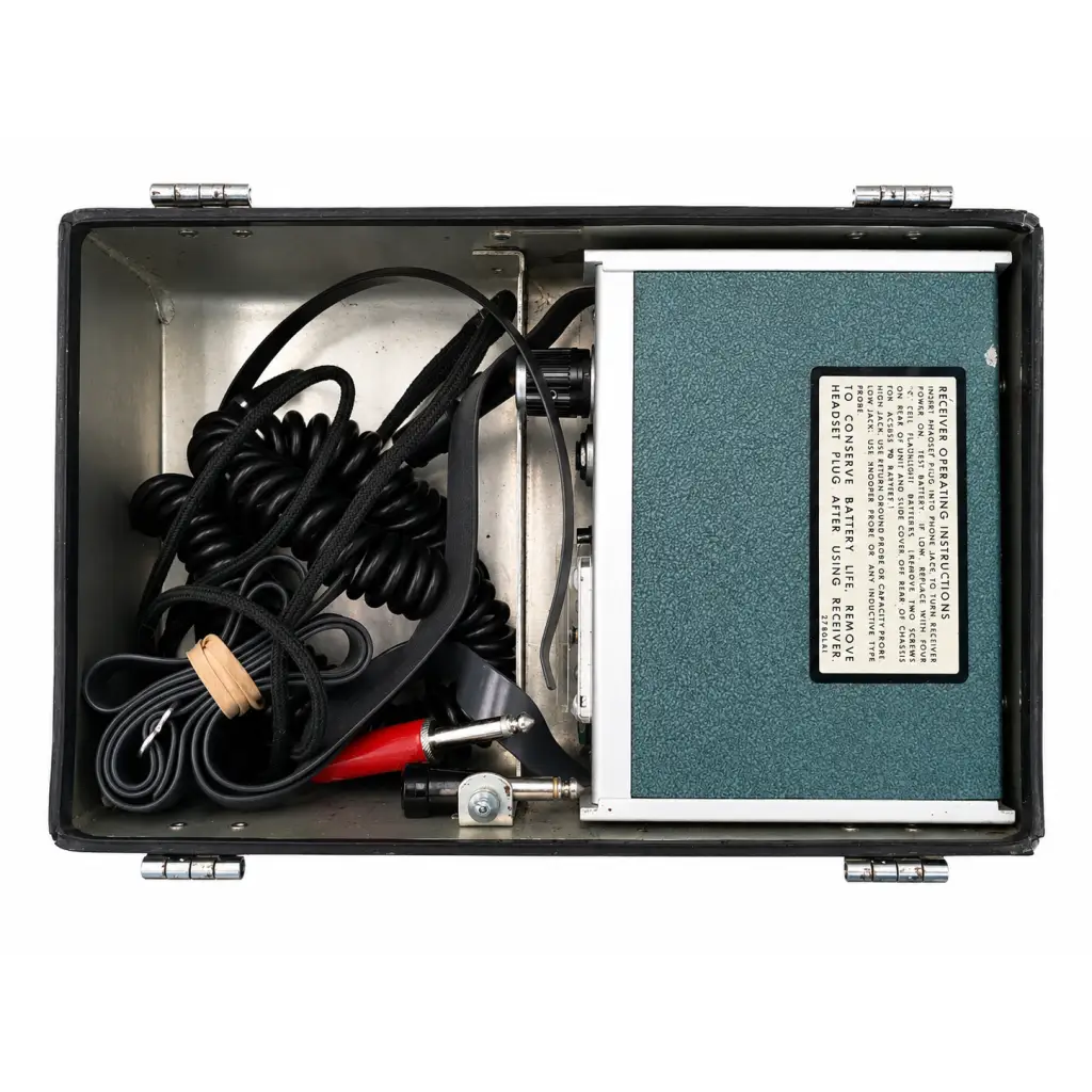 Teal-green textured rycom instruments 2785-1 buried cable fault locator kit with black cables and red tool in carrying case