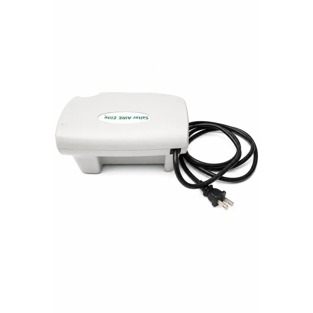 White plastic salter labs aire elite nebulizer compressor with coiled black power cord biomed certified device