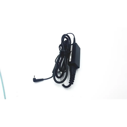 Black plastic adapter laptop charger with coiled cable and angled power connector for samsung a12 040n1a model