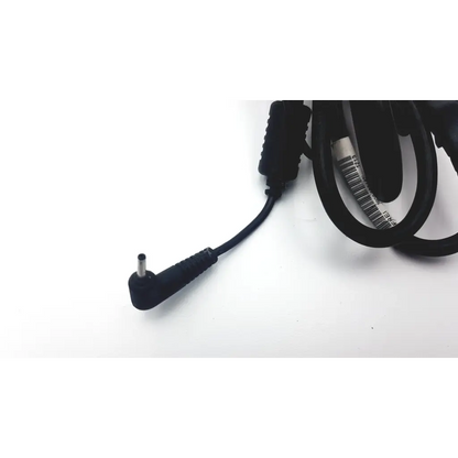 Black coiled samsung a12-040n1a adapter laptop charger cable with right-angle connector and molded plastic housing