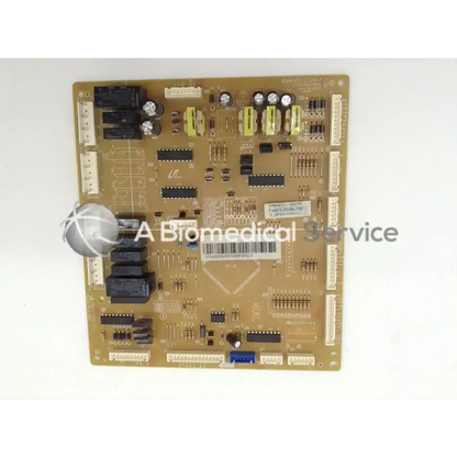 Gold-colored samsung fridge main control board da92-00447c with black and yellow electronic components