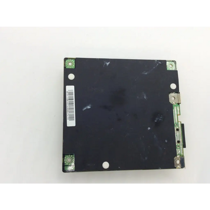 Black rectangular samsung ip-35155a bn44-00124h lcd power supply board with green solder pads and white barcode label back side