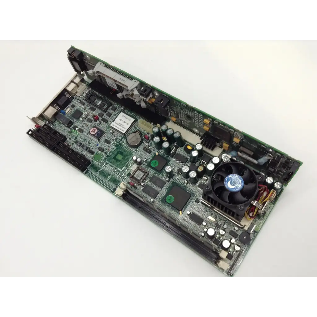 Green circuit board with black components and small fan for b930066tab1658825 industrial mainboard cpu card